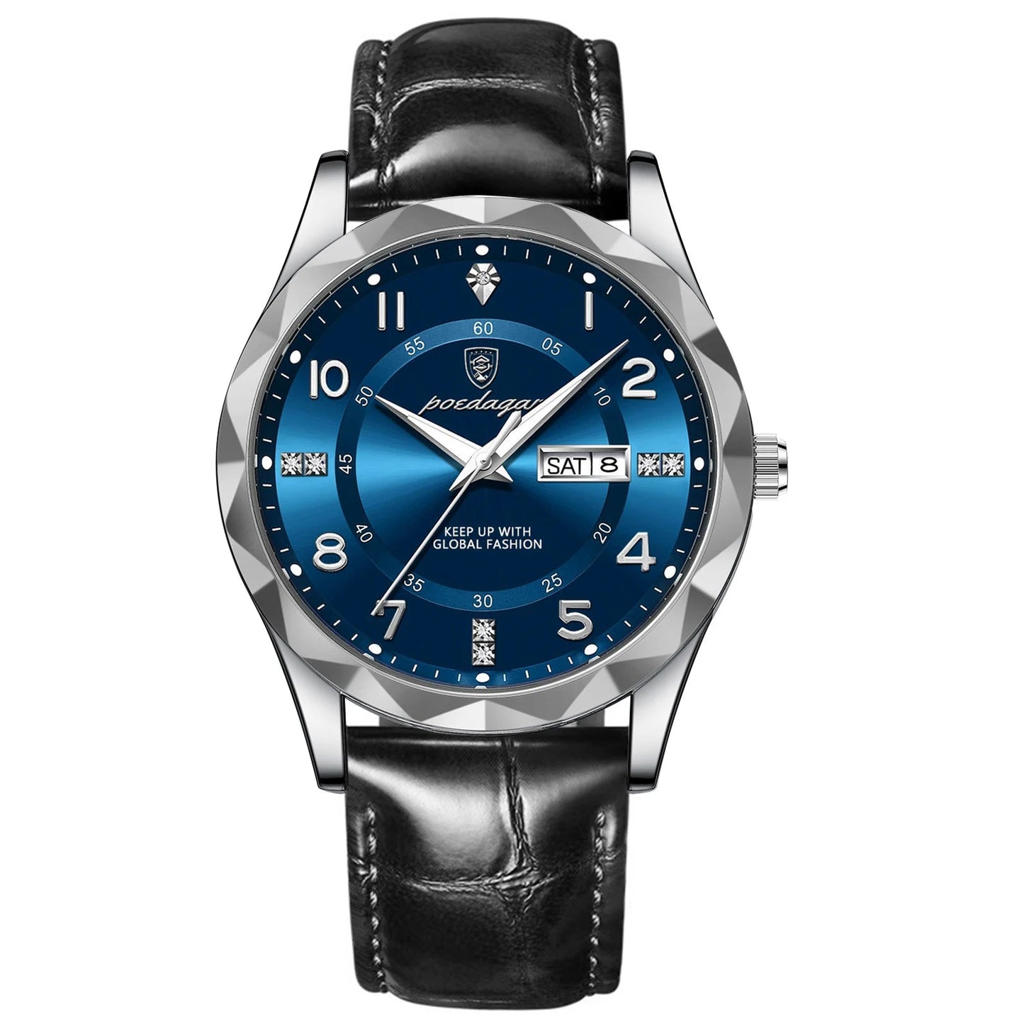 Men’s Luxury Quartz Watch – Leather Band with Luminous Display