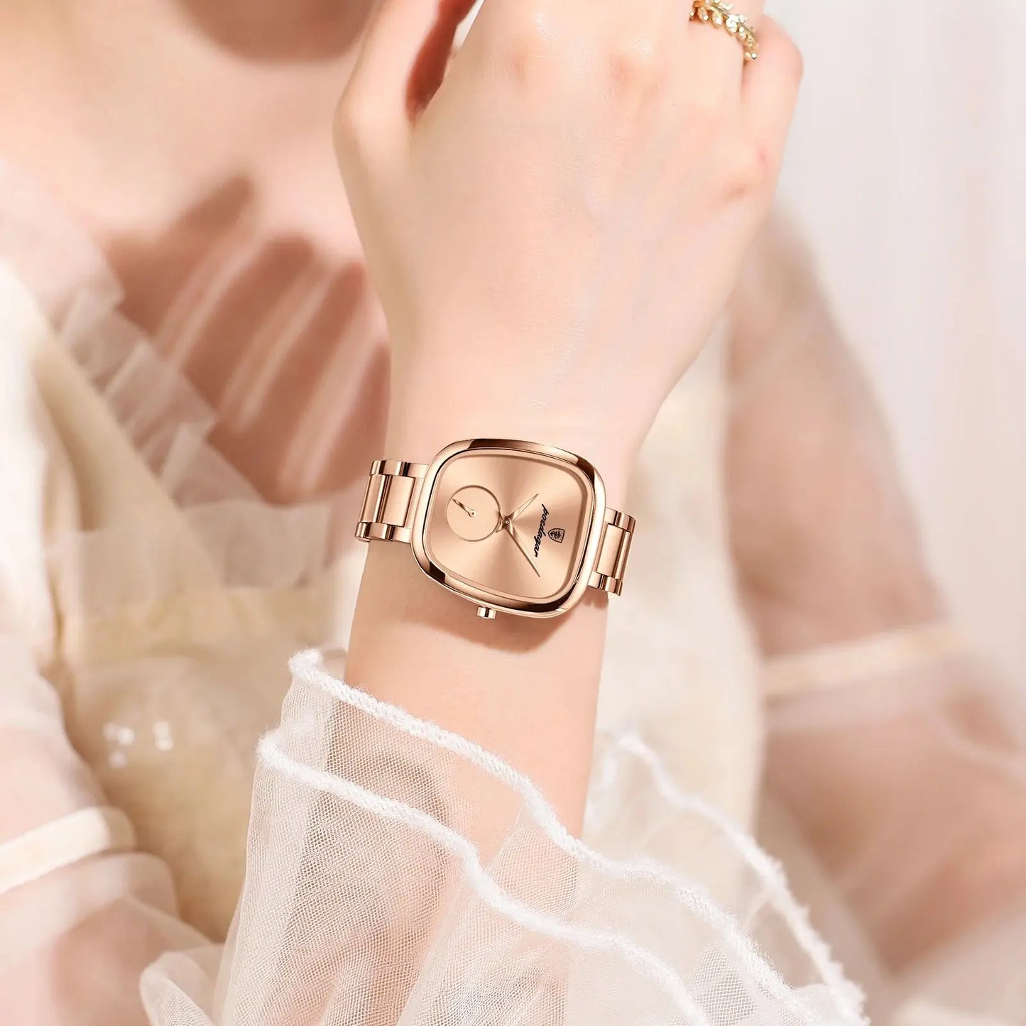 Women’s Irregular Dial Quartz Watch – Stainless Steel Strap with Water Resistance