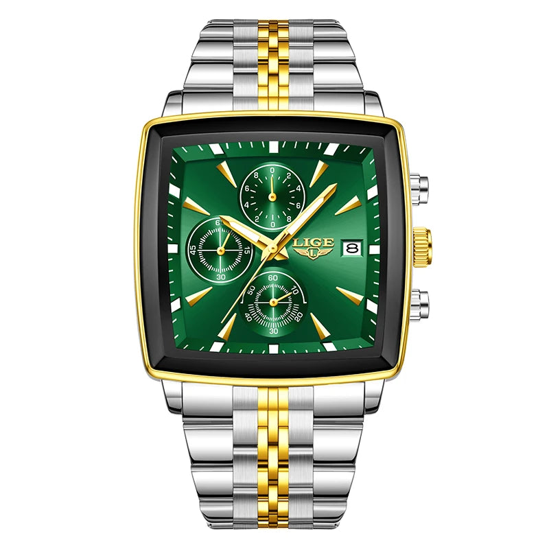 Men’s Square Stainless Steel Quartz Watch – Elegant Business & Casual Style