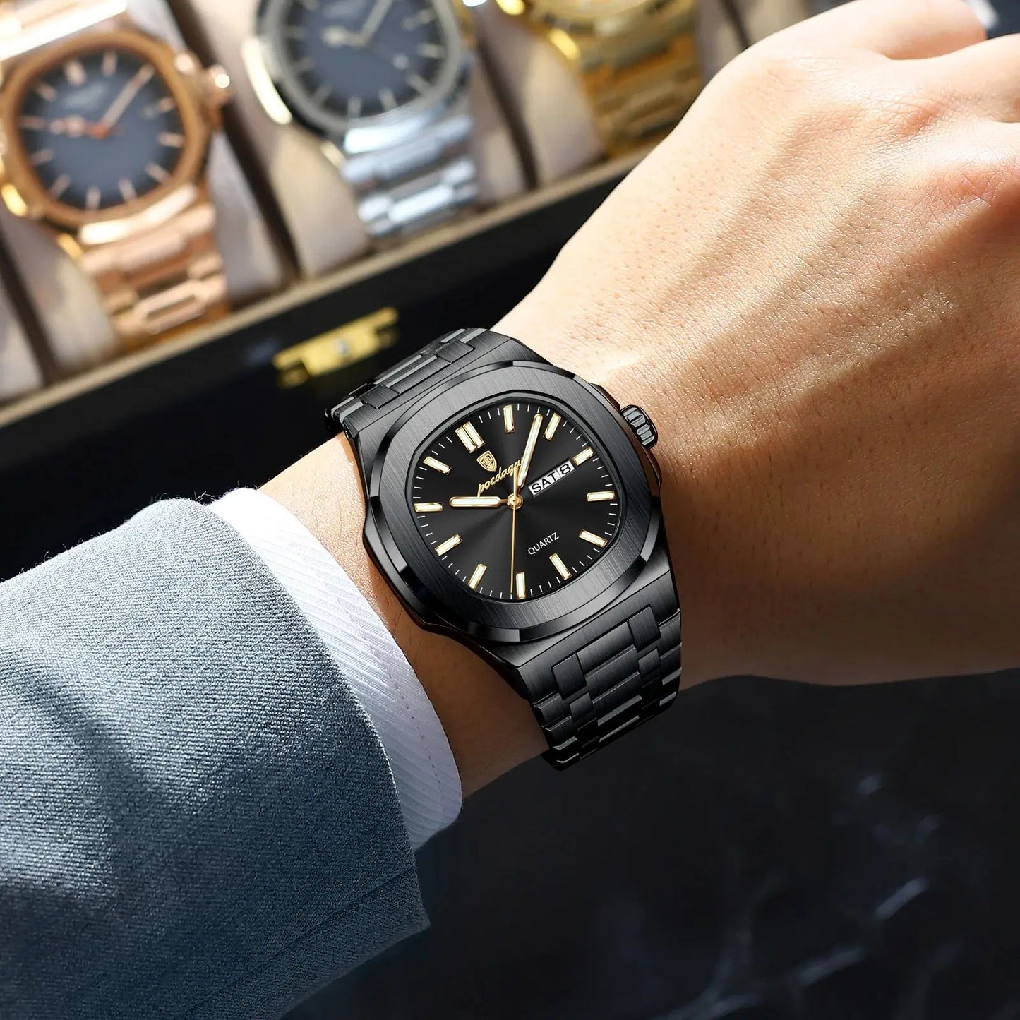 Men’s Two-Tone Quartz Watch – Day-Date Calendar & Elegant Business Style