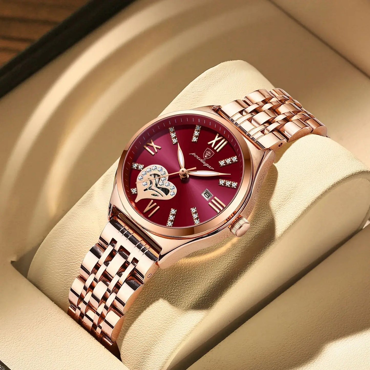 Women’s Luxury Quartz Watch – Stainless Steel Bracelet with Luminous Display