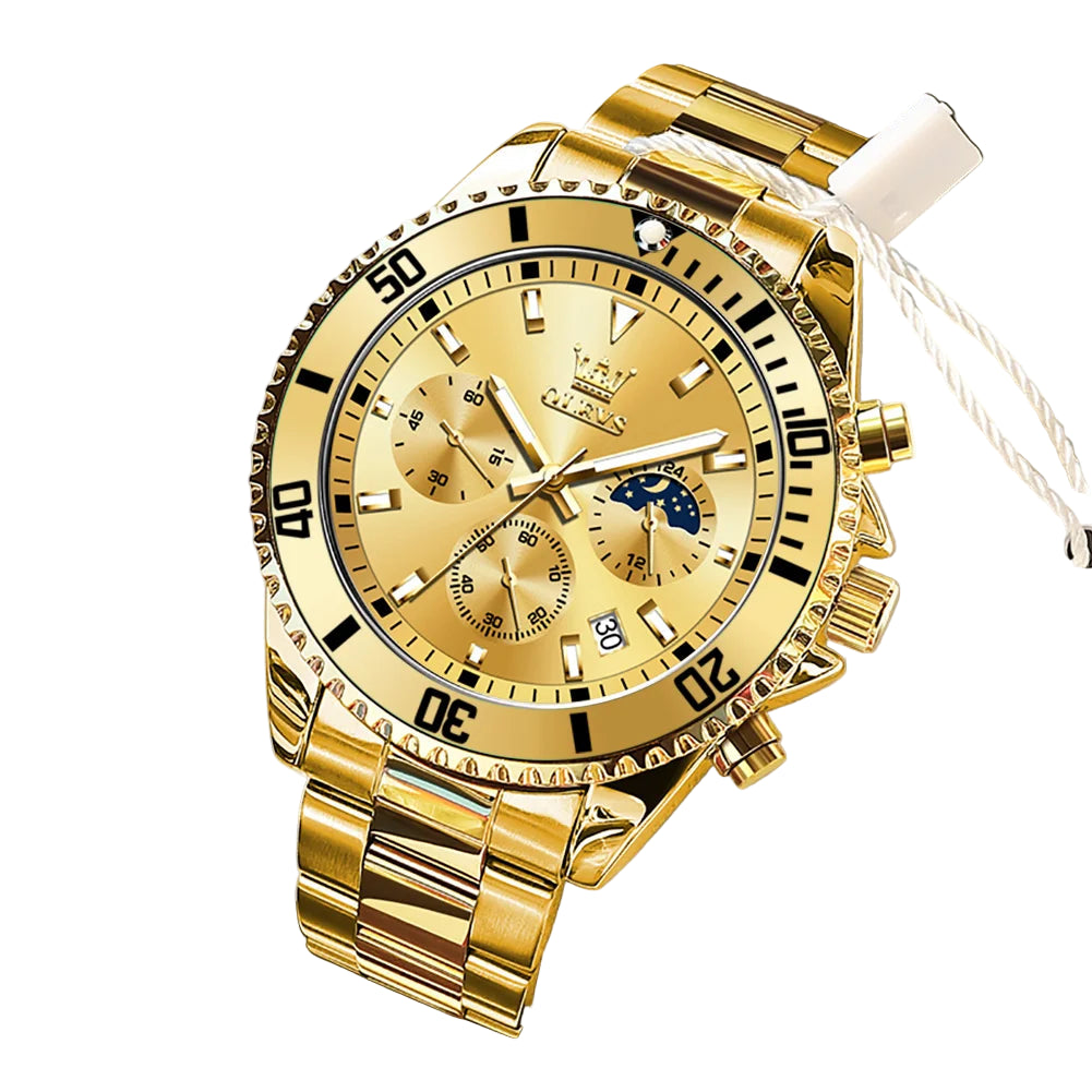 Men’s Quartz Watch – Stainless Steel Band with Day-Date Display