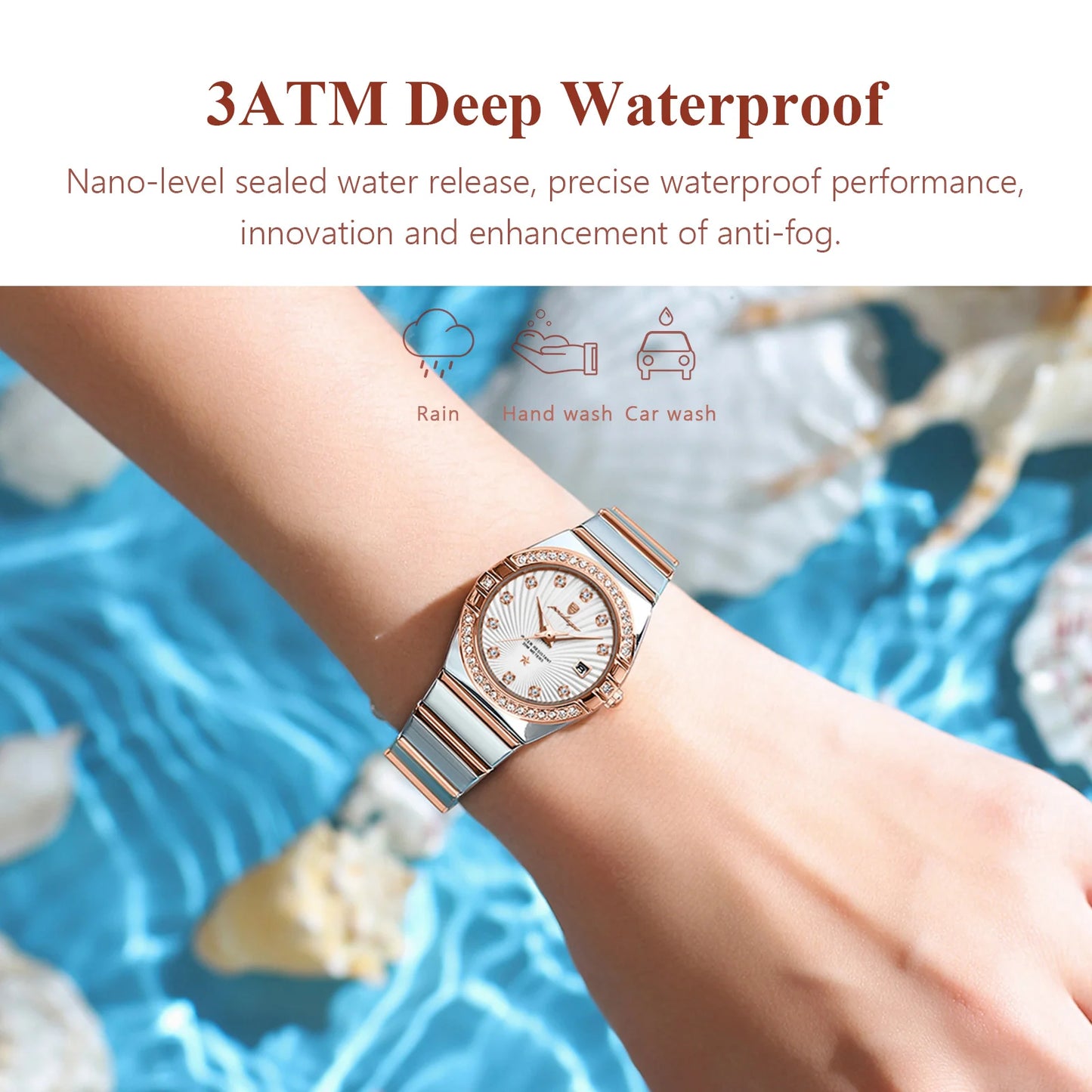 Women’s Diamond Quartz Watch – Two-Tone Stainless Steel with Luminous Display