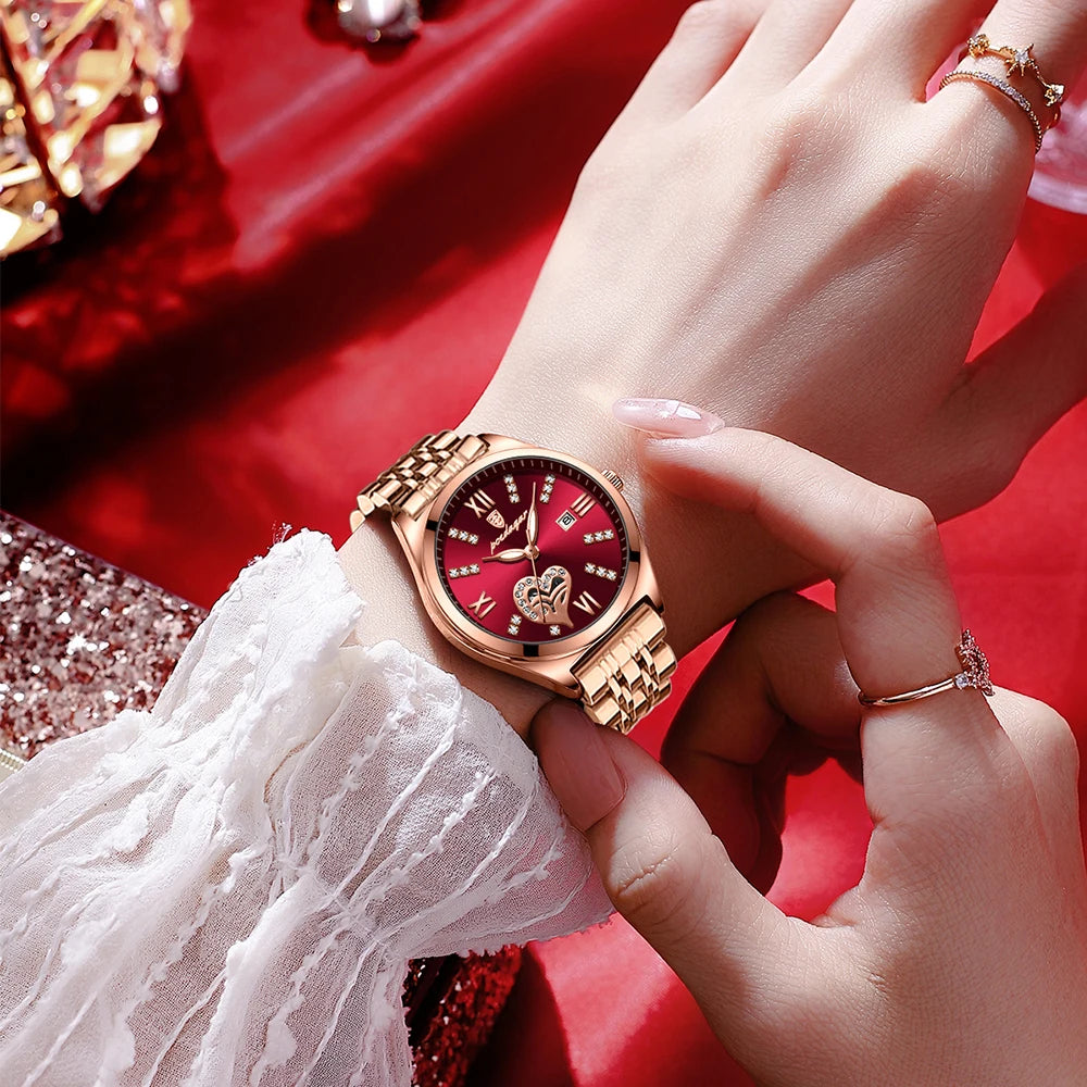 Women’s Luxury Quartz Watch – Stainless Steel Bracelet with Luminous Display