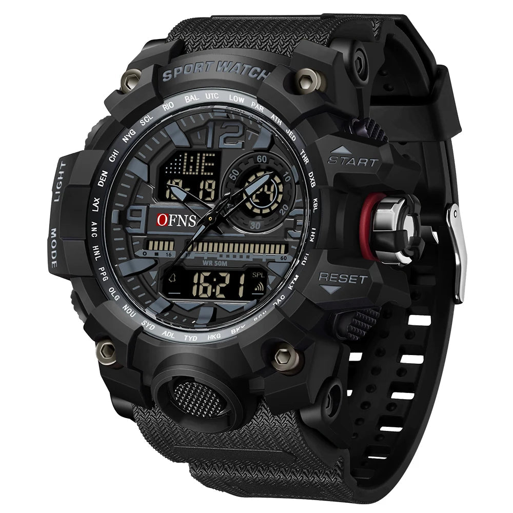 Men’s Multifunctional Sports Watch – LED Digital & Analog Military Quartz Design