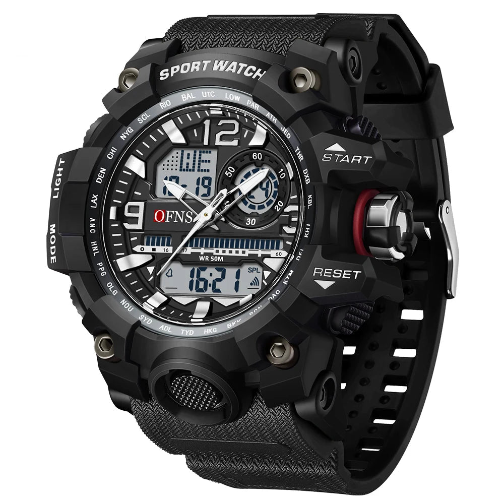 Men’s Multifunctional Sports Watch – LED Digital & Analog Military Quartz Design