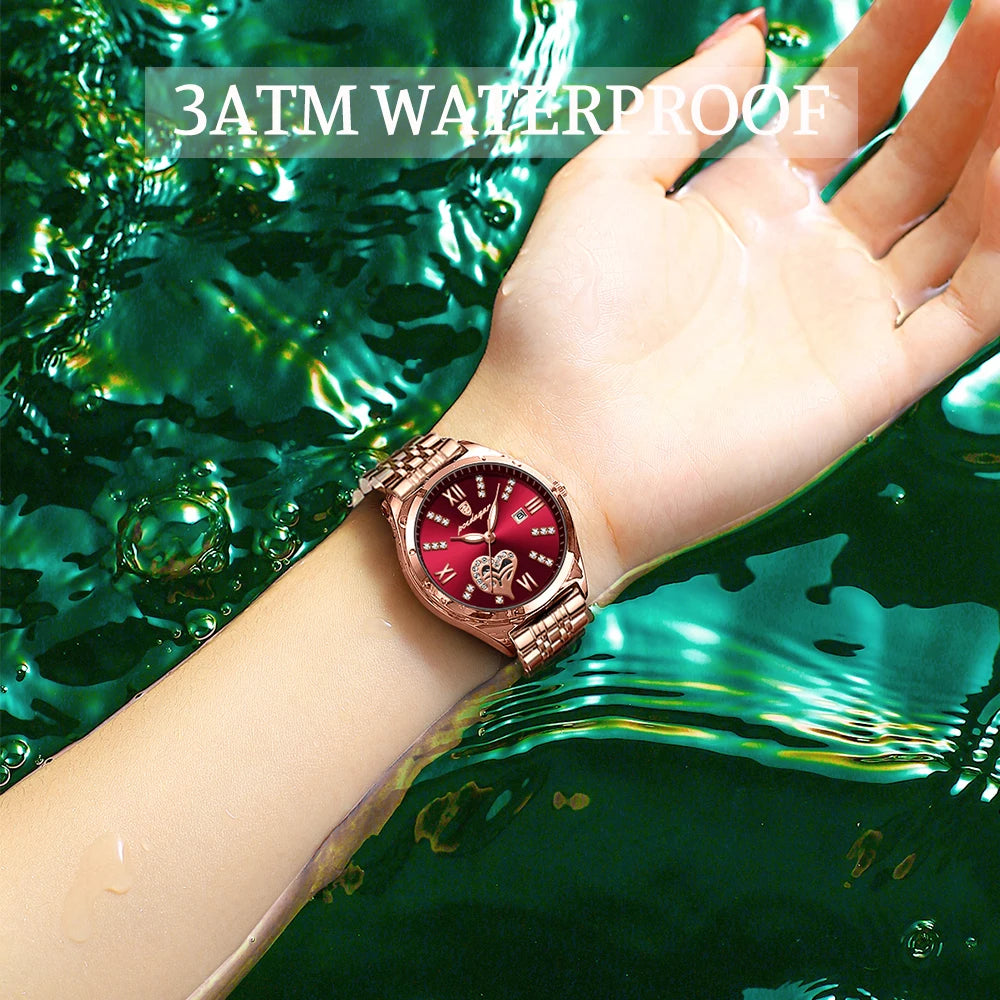 Women’s Luxury Quartz Watch – Stainless Steel Bracelet with Luminous Display