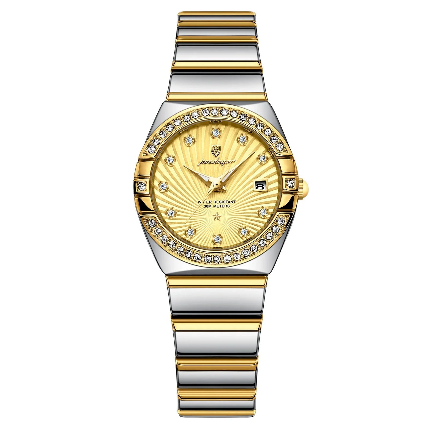 Women’s Diamond Quartz Watch – Two-Tone Stainless Steel with Luminous Display