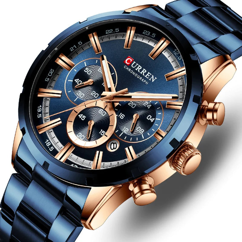 Men’s Classic Quartz Chronograph Watch – Large Case with Luminous Display