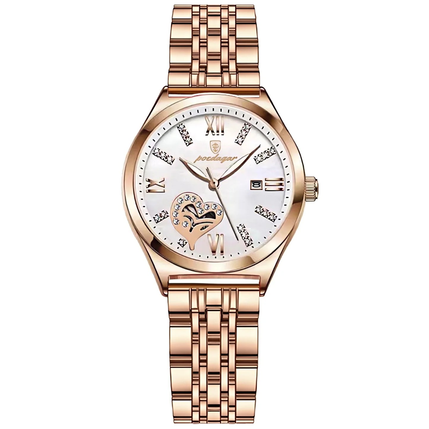 Women’s Luxury Quartz Watch – Stainless Steel Bracelet with Luminous Display
