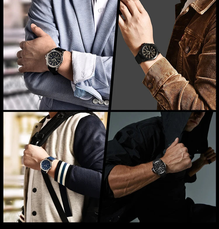 Men’s Bold Quartz Watch – Dual-Tone Stainless Steel with Sporty Silicone Band