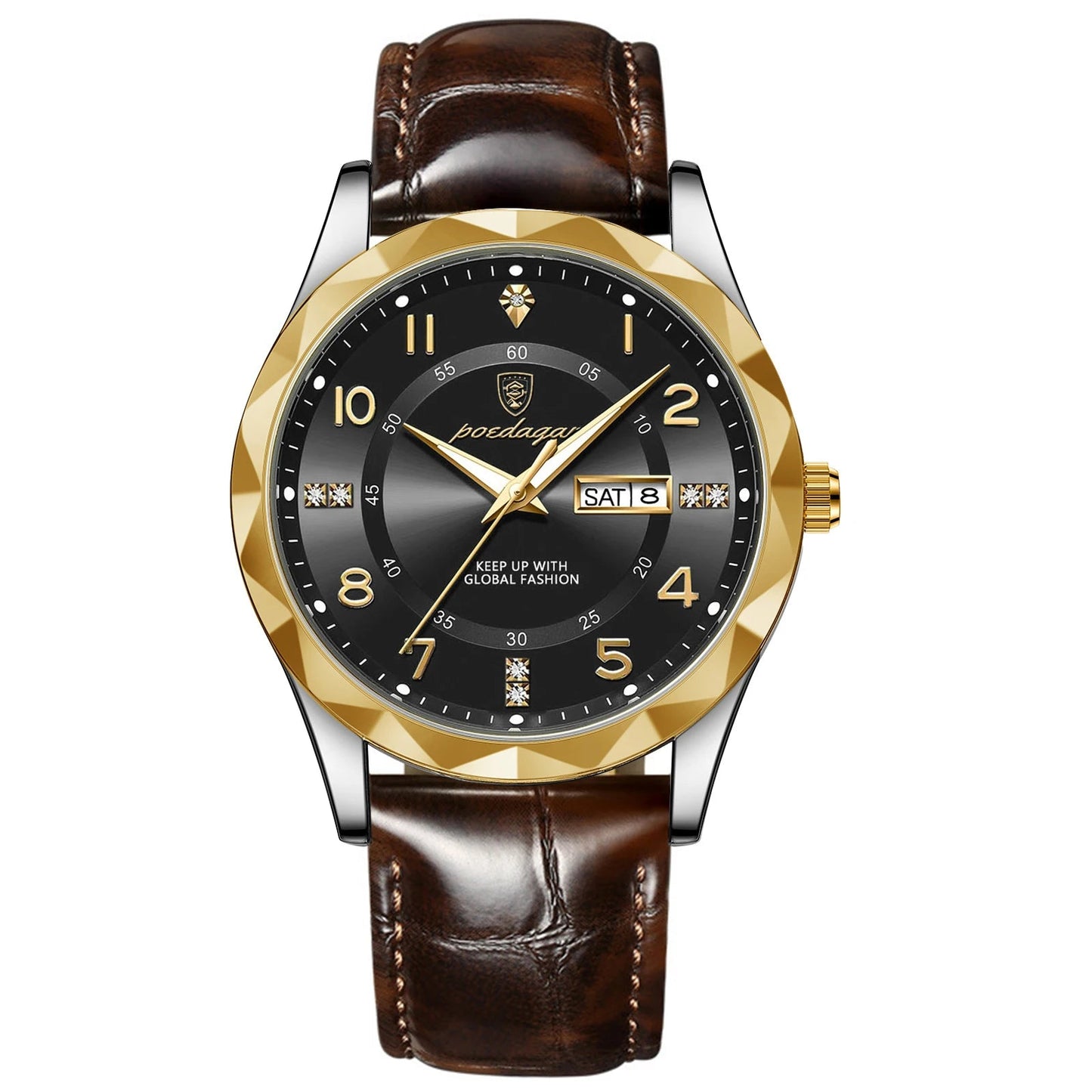Men’s Luxury Quartz Watch – Leather Band with Luminous Display