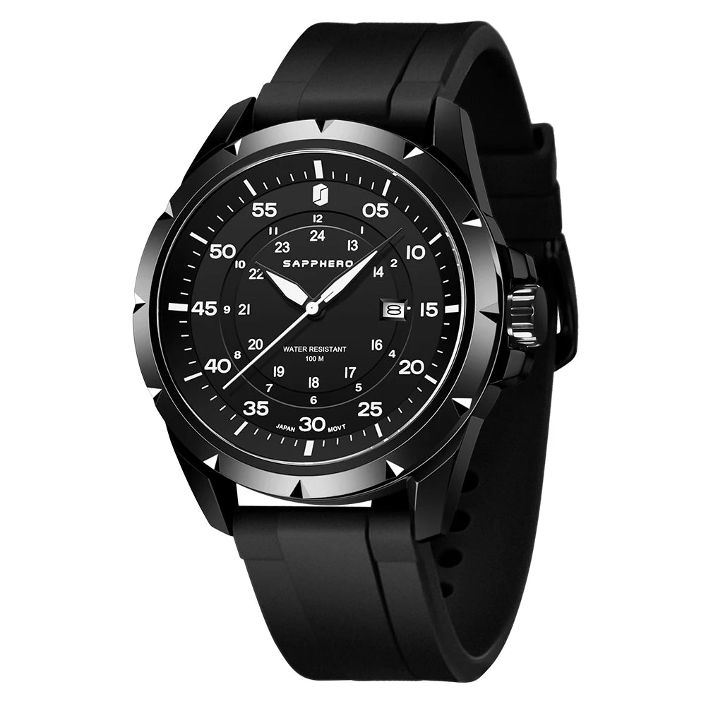 Men’s Bold Quartz Watch – Dual-Tone Stainless Steel with Sporty Silicone Band