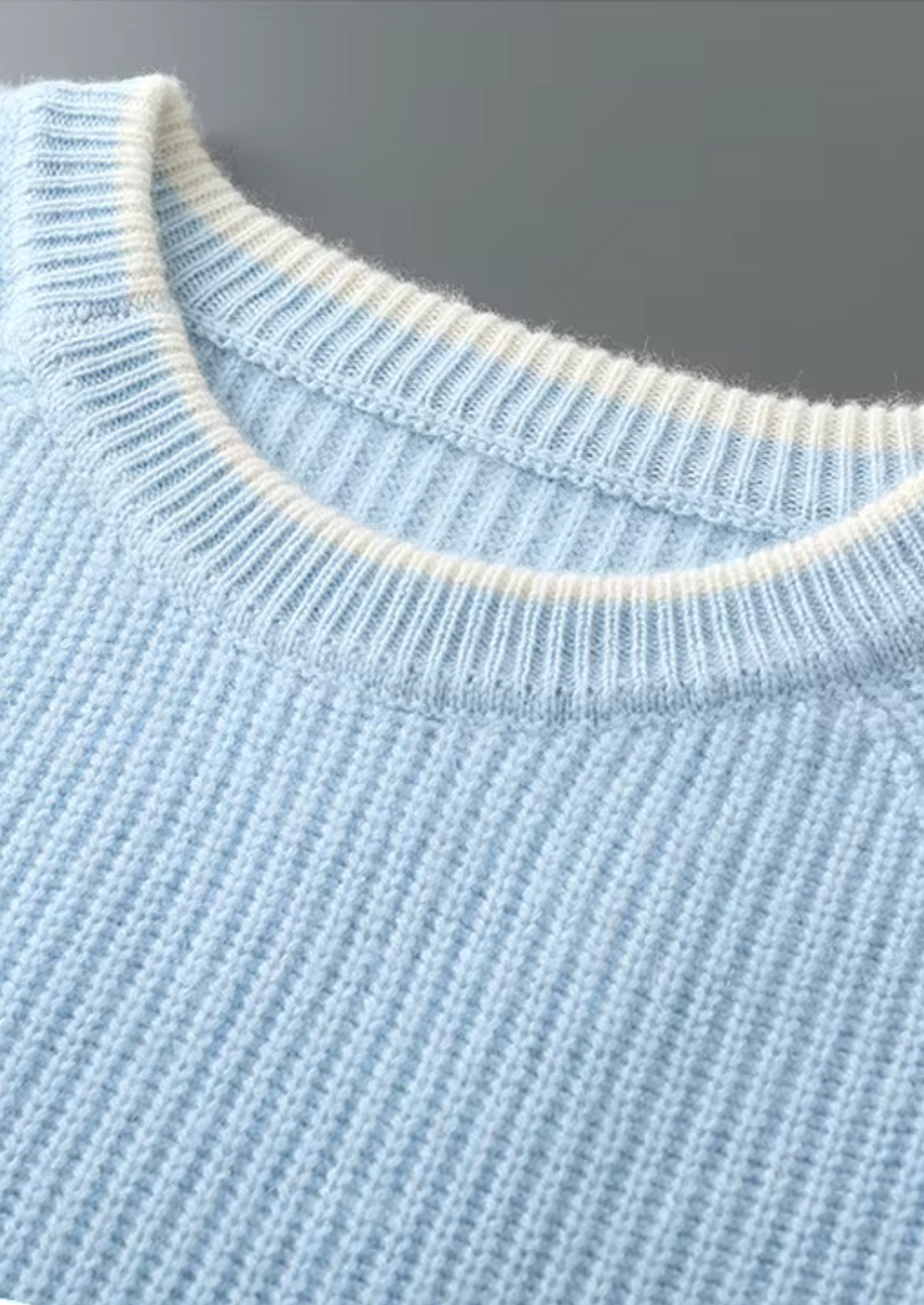 Two Tone Crewneck Sweater Extra-Fine Merino Wool