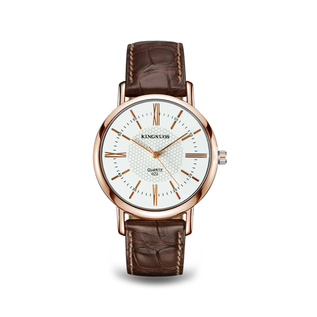 Unisex Wristwatch Black Leather Elegant Quartz Design