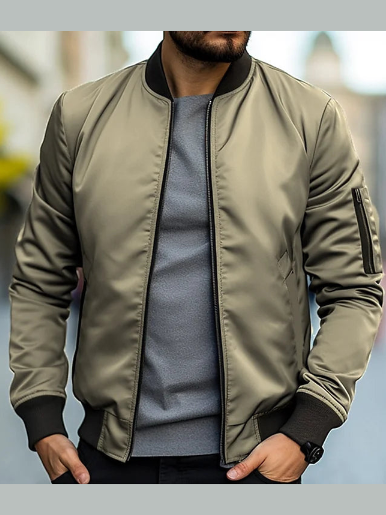 Men's Classic Zip-Up Bomber Jacket - Stylish, Versatile Outerwear for Casual and Trendy Looks - Perfect for All Seasons