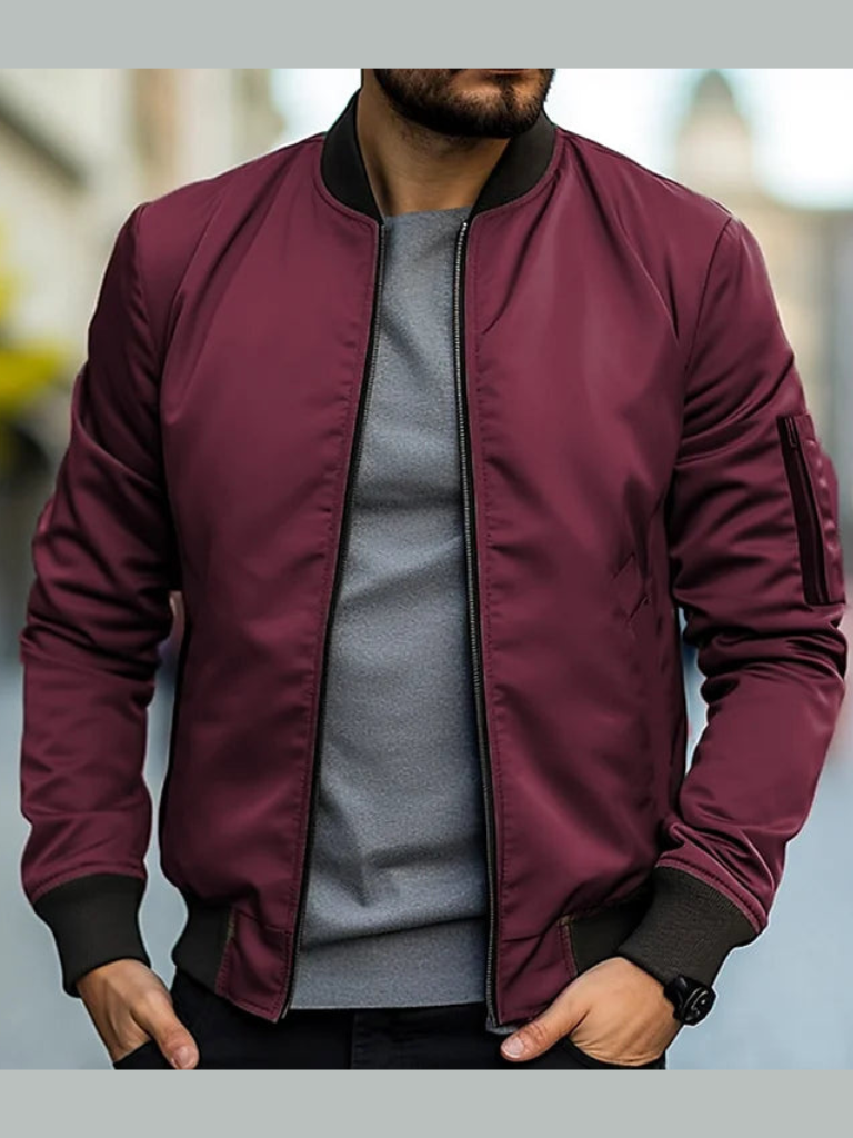 Men's Classic Zip-Up Bomber Jacket - Stylish, Versatile Outerwear for Casual and Trendy Looks - Perfect for All Seasons