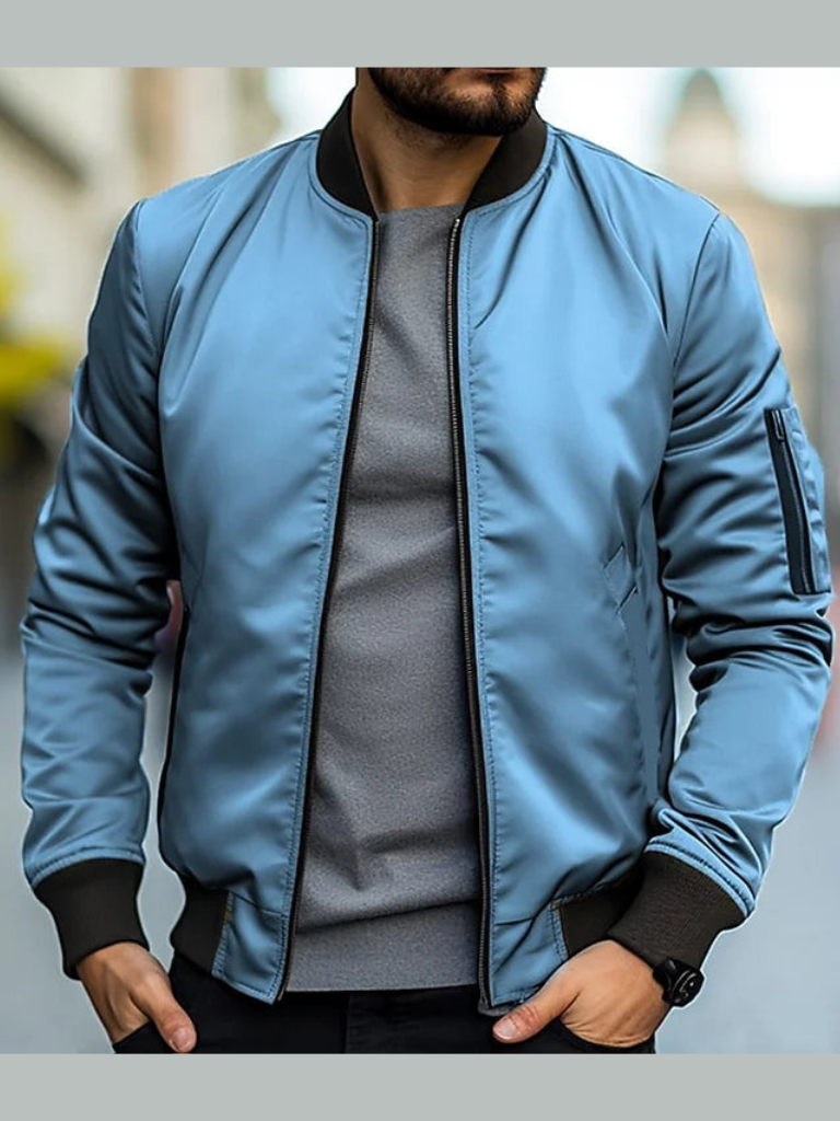 Men's Classic Zip-Up Bomber Jacket - Stylish, Versatile Outerwear for Casual and Trendy Looks - Perfect for All Seasons