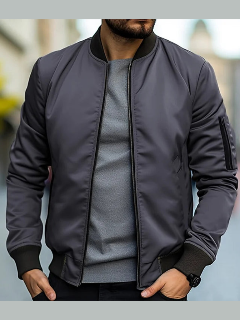 Men's Classic Zip-Up Bomber Jacket - Stylish, Versatile Outerwear for Casual and Trendy Looks - Perfect for All Seasons
