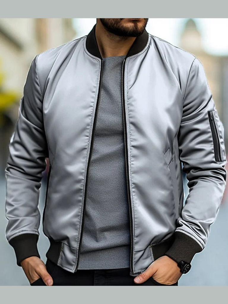 Men's Classic Zip-Up Bomber Jacket - Stylish, Versatile Outerwear for Casual and Trendy Looks - Perfect for All Seasons