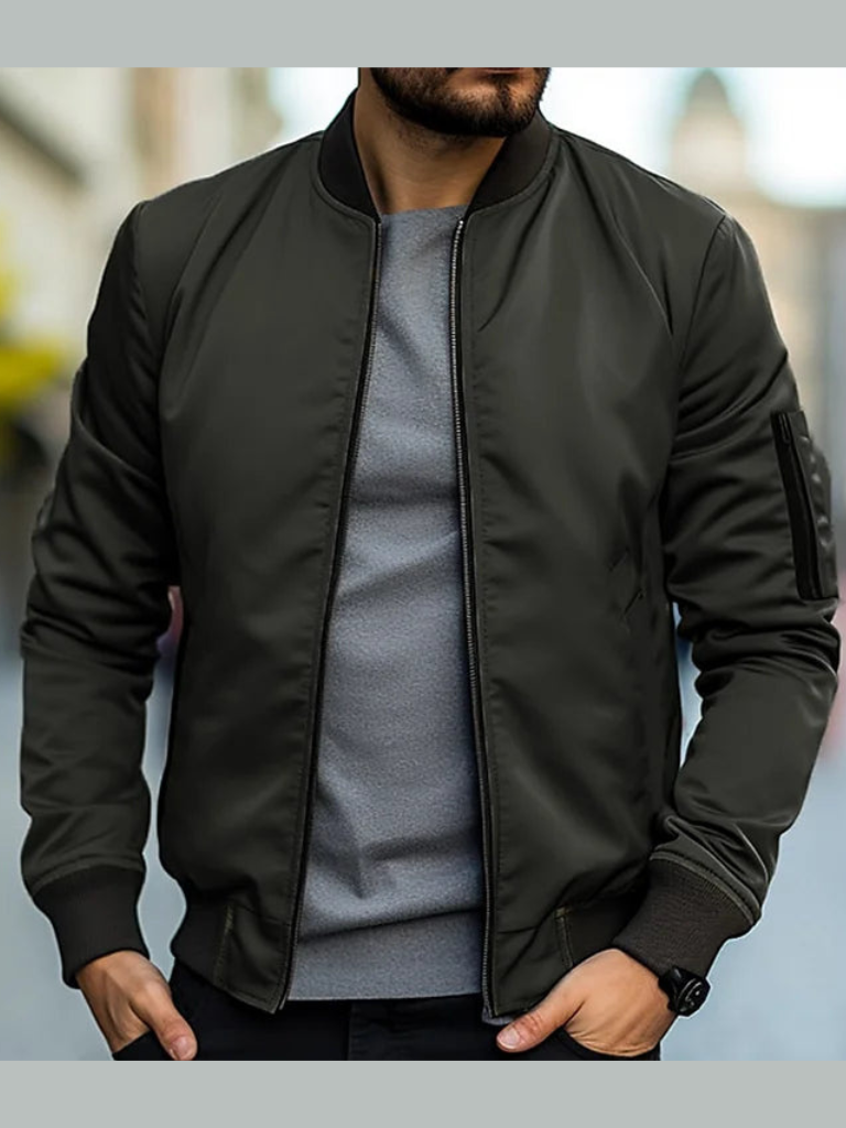 Men's Classic Zip-Up Bomber Jacket - Stylish, Versatile Outerwear for Casual and Trendy Looks - Perfect for All Seasons