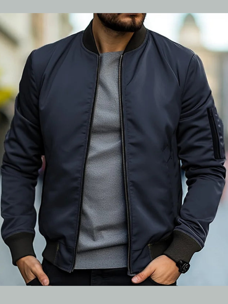 Men's Classic Zip-Up Bomber Jacket - Stylish, Versatile Outerwear for Casual and Trendy Looks - Perfect for All Seasons