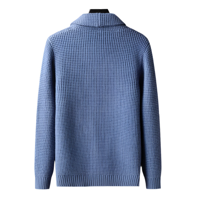 Men's Cardigan Beige Wool Blend Open-Chest with Pockets