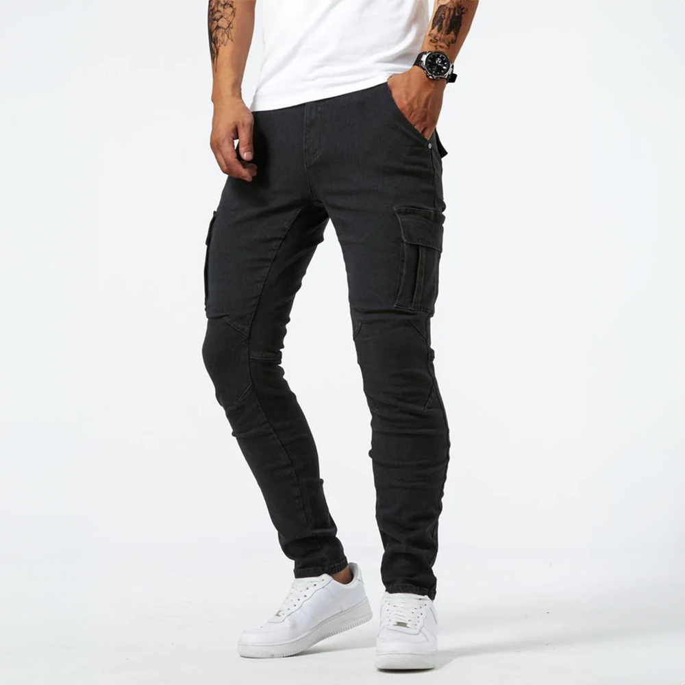 Women's Cargo Jeans Blue Denim Stretch Cotton 2