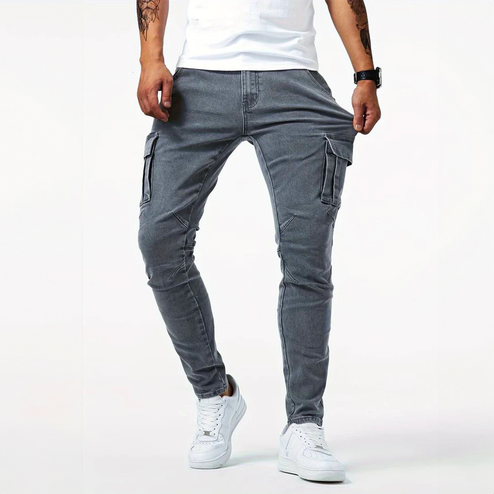 Women's Cargo Jeans Blue Denim Stretch Cotton 3