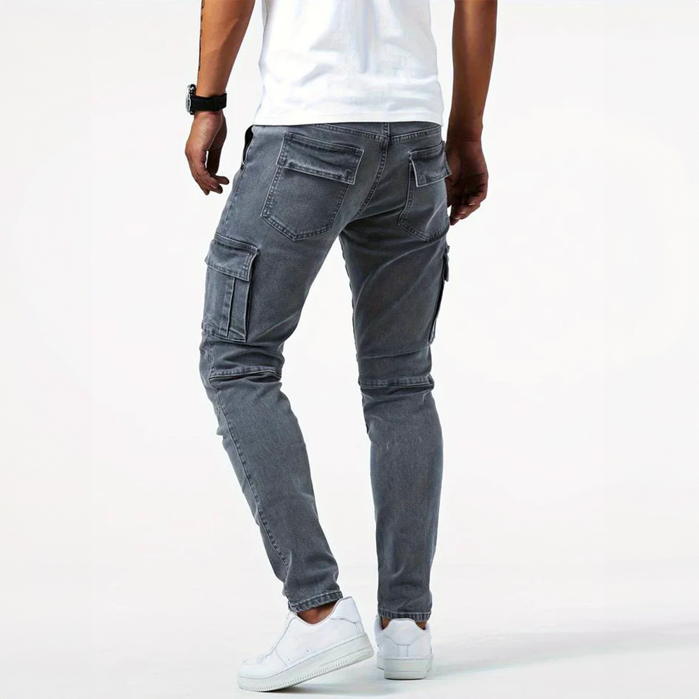 Women's Cargo Jeans Blue Denim Stretch Cotton 4