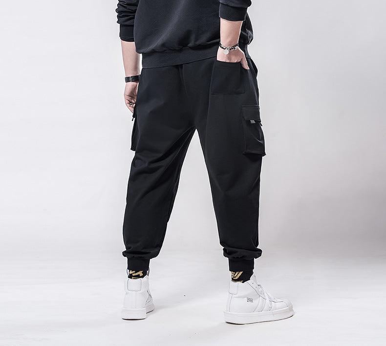 Women's Cargo Joggers Black Cotton Blend 2