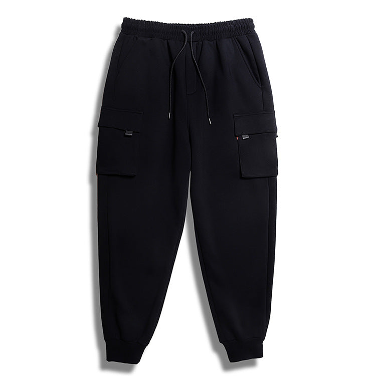 Women's Cargo Joggers Black Cotton Blend 7
