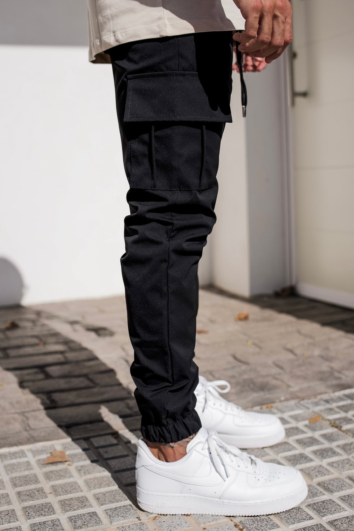Women's Cargo Pants Black Cotton Blend 2