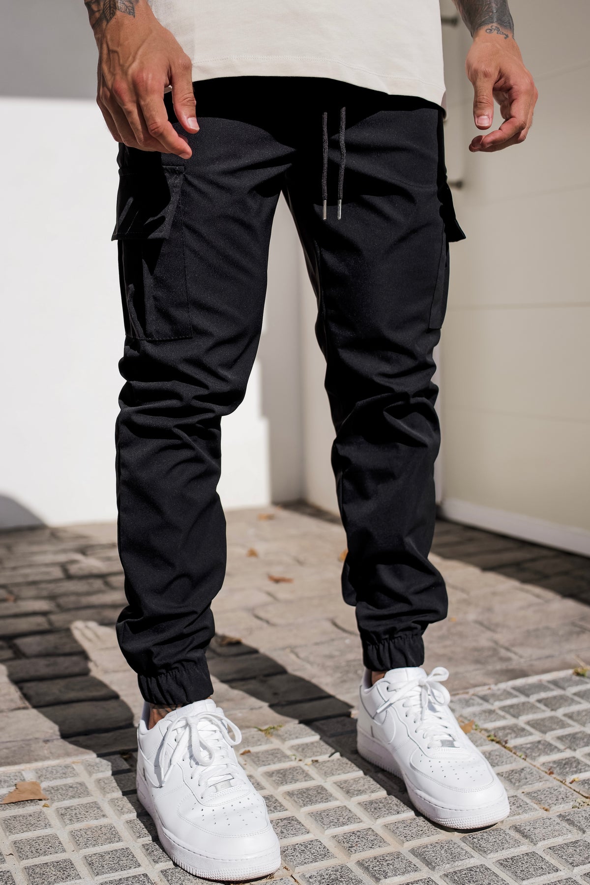 Women's Cargo Pants Black Cotton Blend 3