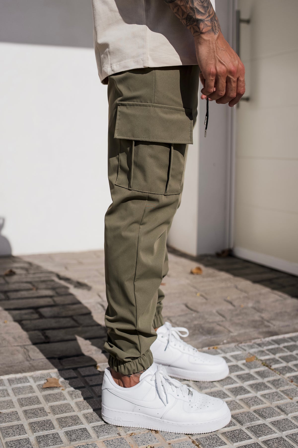 Women's Cargo Pants Black Cotton Blend 7