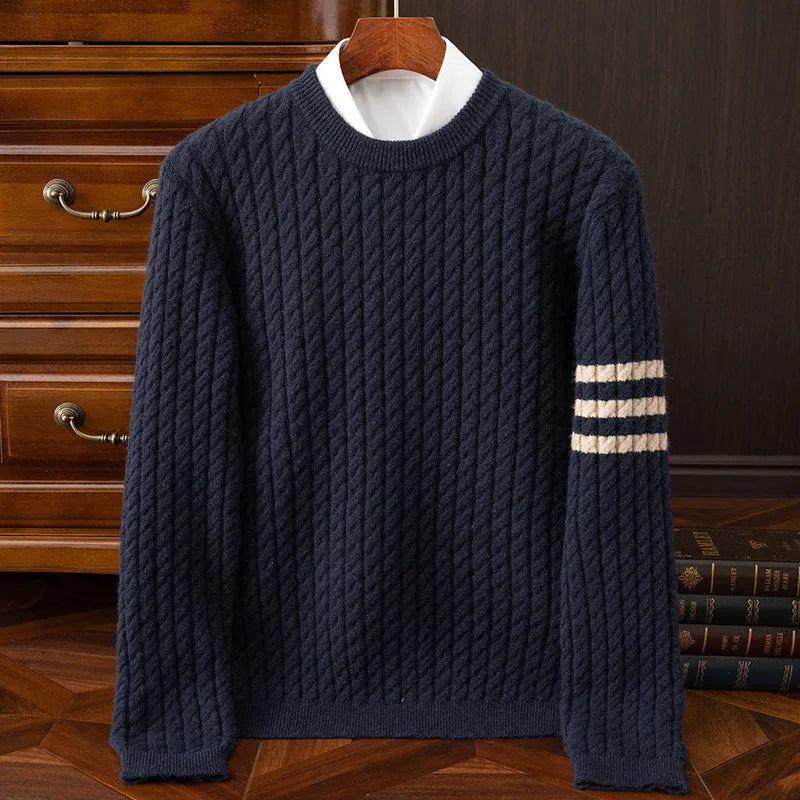 Men's Cashmere Sweater Gray Twisted-Knit