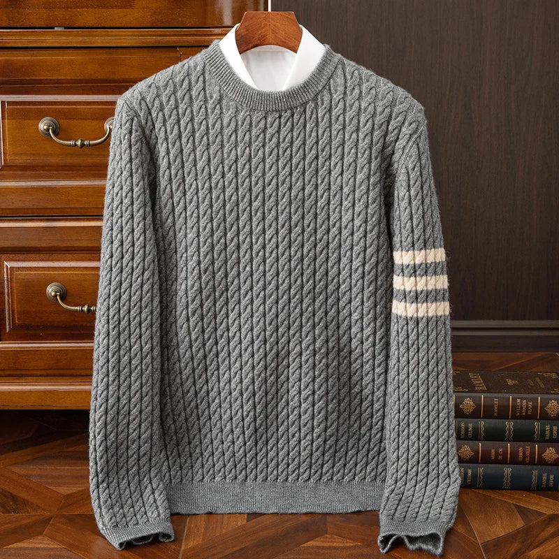 Men's Cashmere Sweater Gray Twisted-Knit