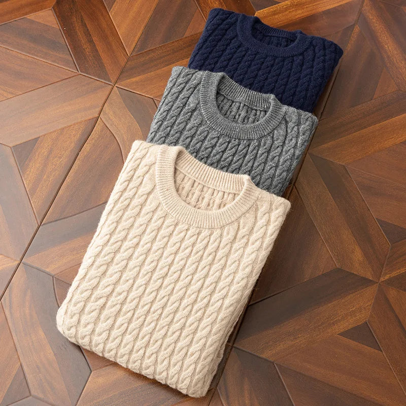 Men's Cashmere Sweater Gray Twisted-Knit