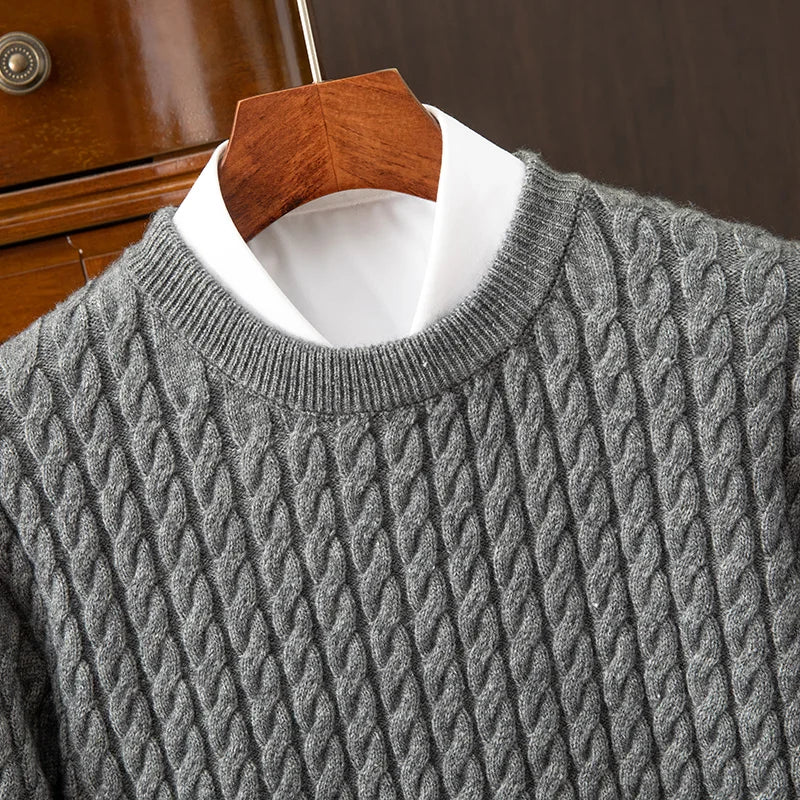Men's Cashmere Sweater Gray Twisted-Knit