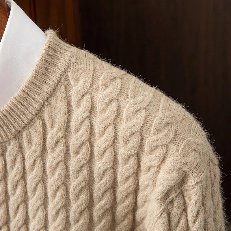 Men's Cashmere Sweater Gray Twisted-Knit