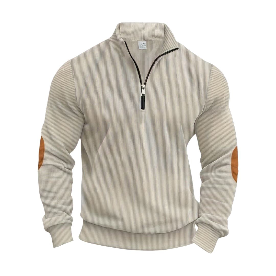 Women's Half-Zip Sweater Beige Cotton 0
