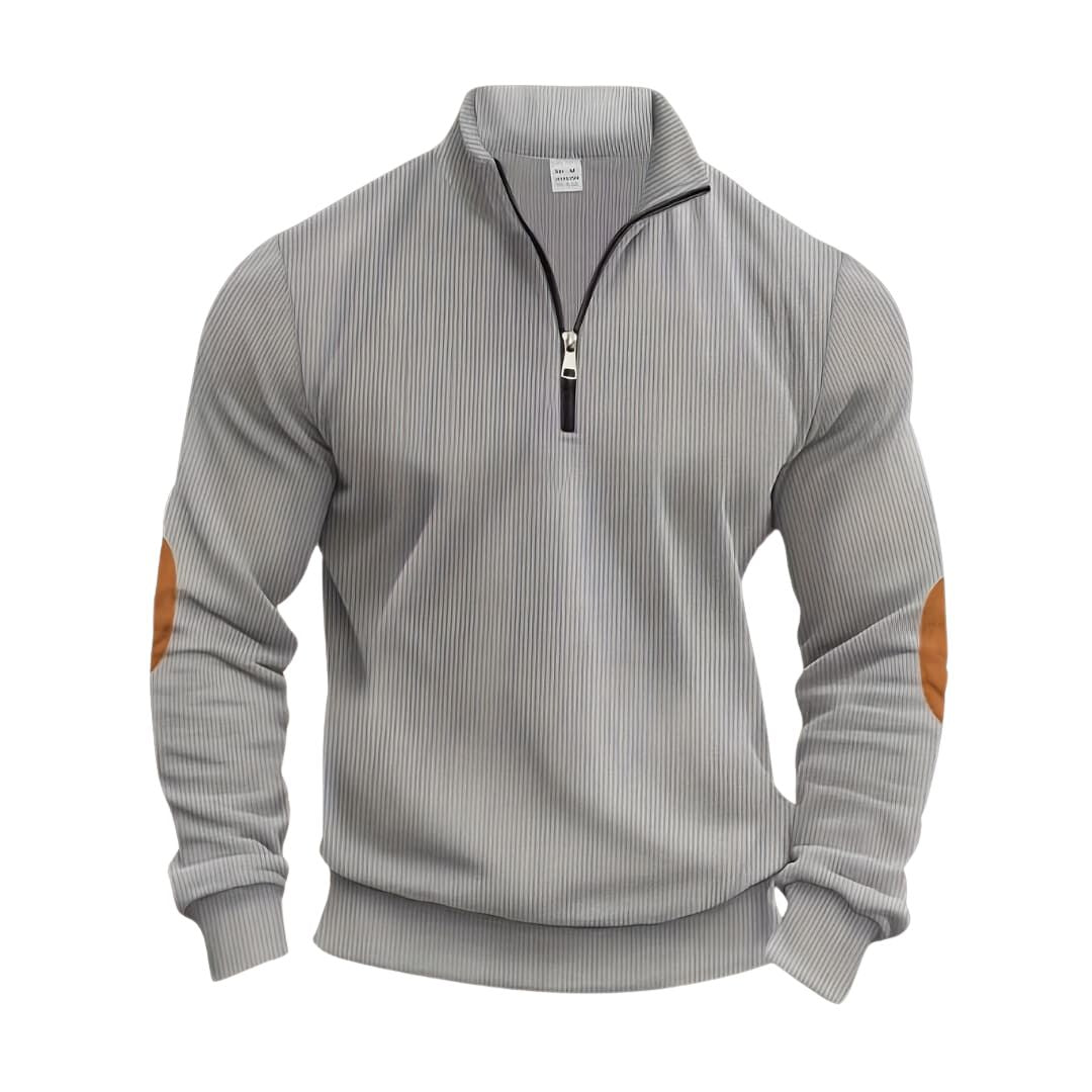 Women's Half-Zip Sweater Beige Cotton 2