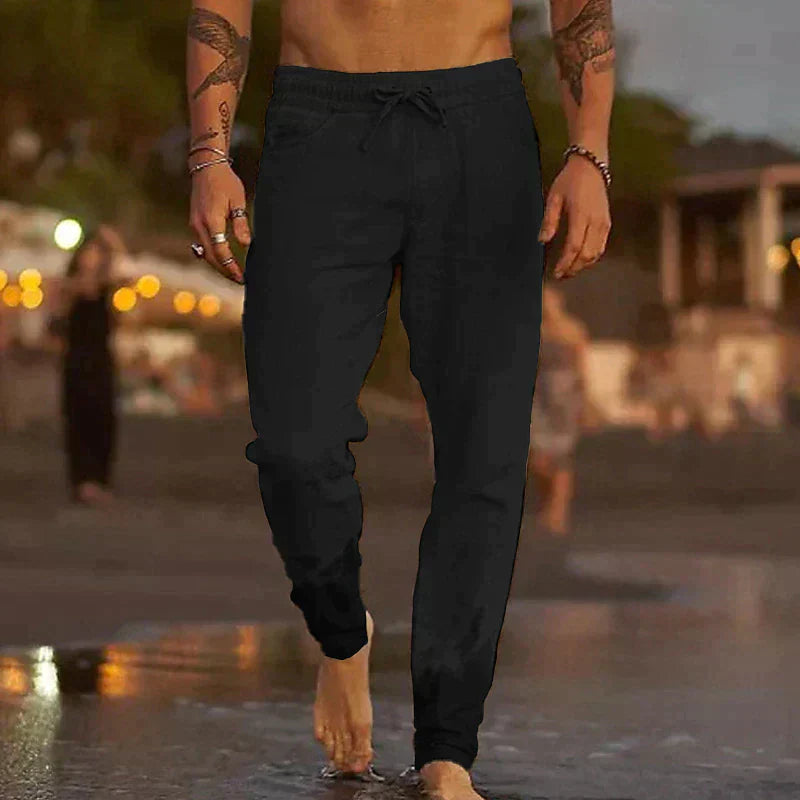 Men's Linen Pants Beige Lightweight