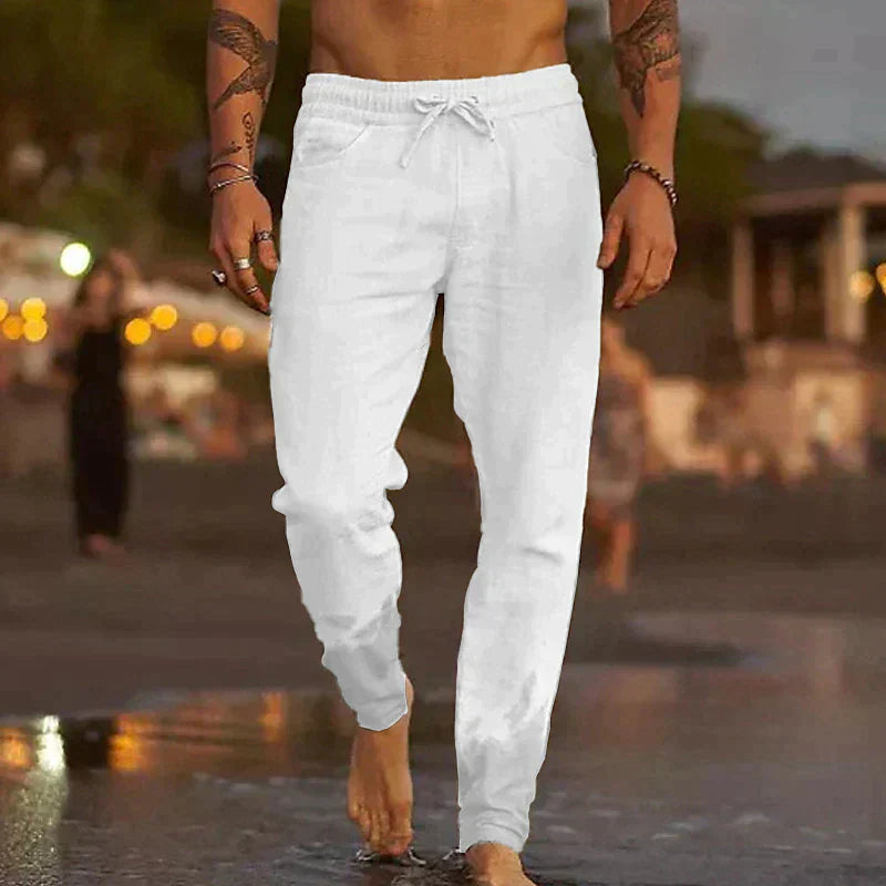 Men's Linen Pants Beige Lightweight