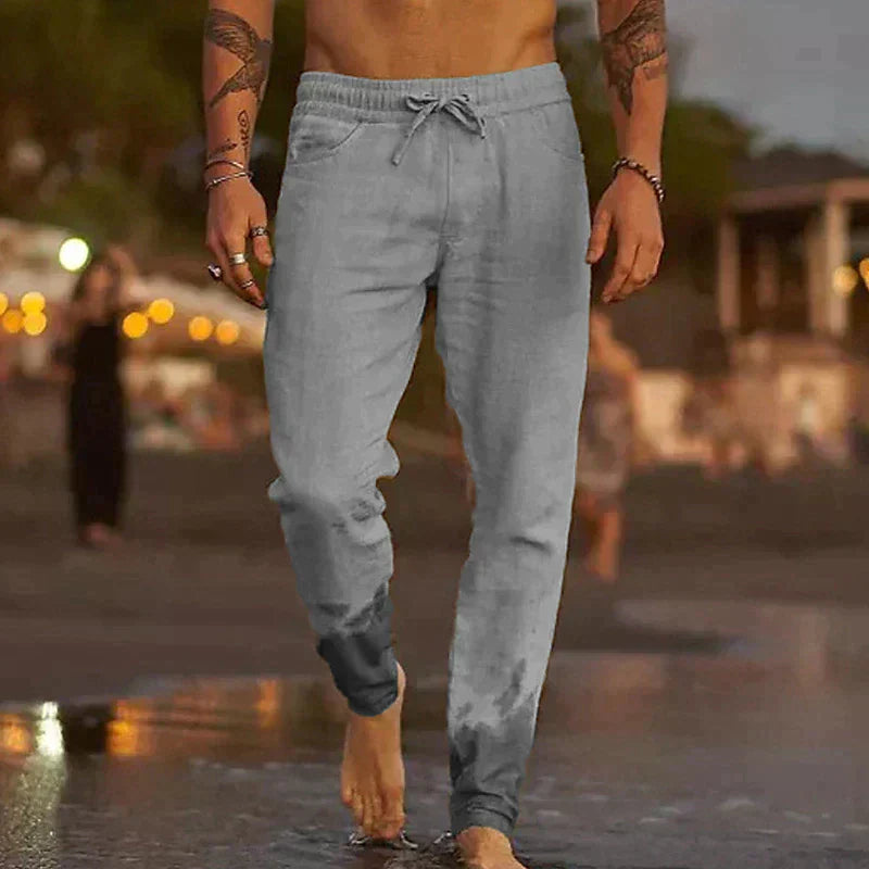 Men's Linen Pants Beige Lightweight