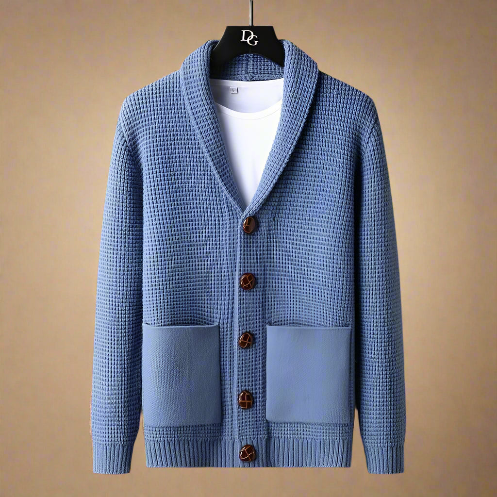 Men's Long Cardigan Beige Cotton-Wool Blend