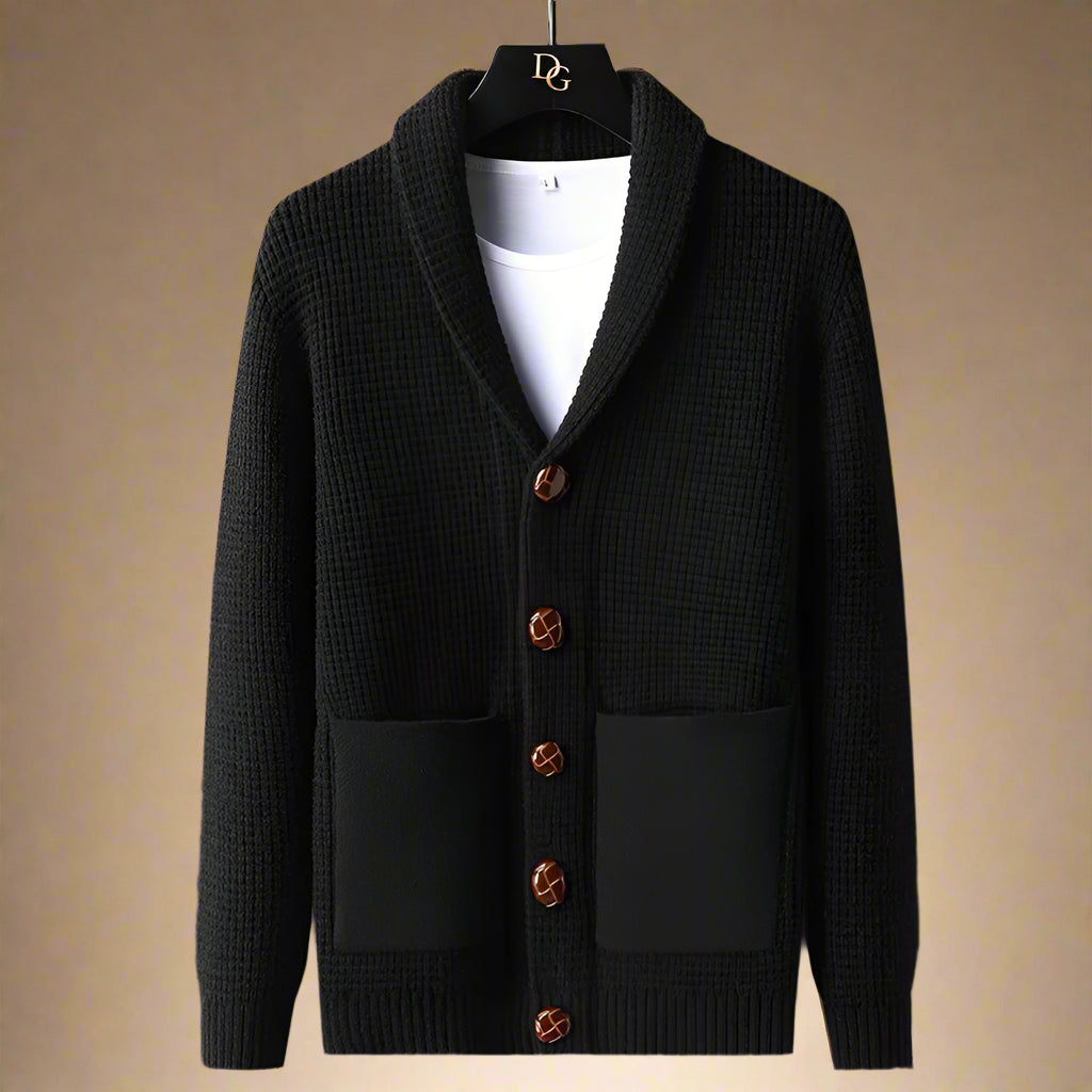Men's Long Cardigan Beige Cotton-Wool Blend