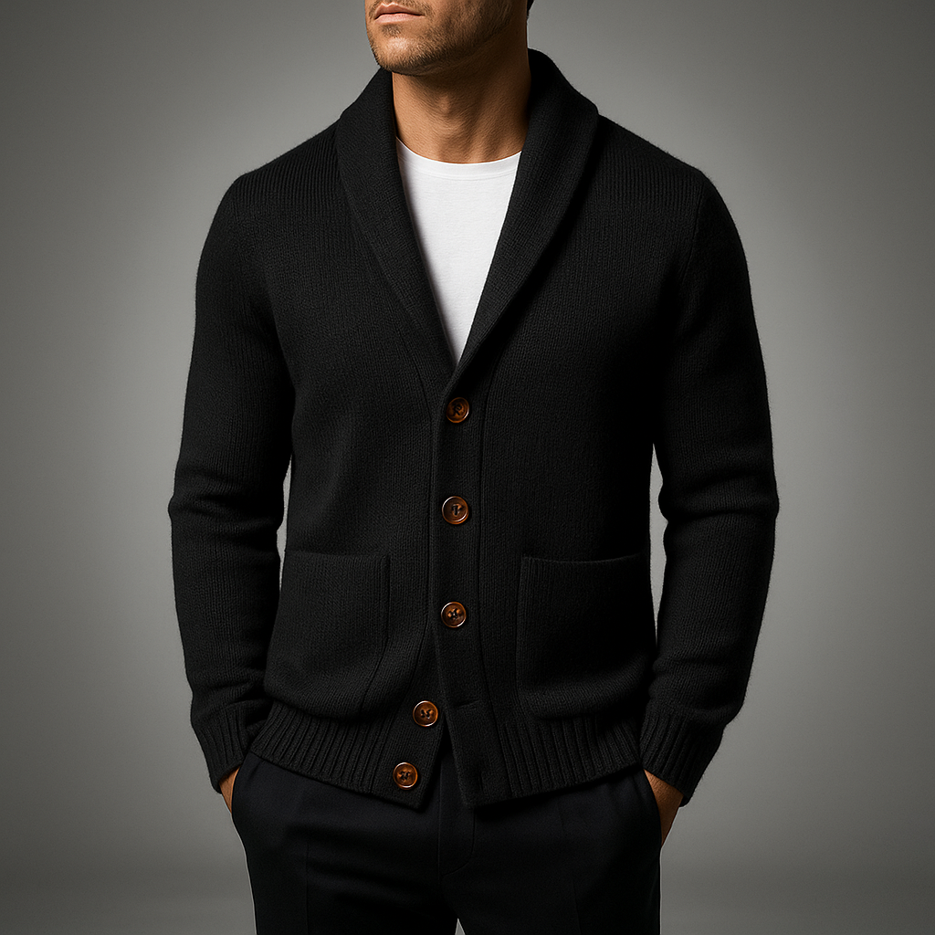 Men's Long Cardigan Beige Cotton-Wool Blend