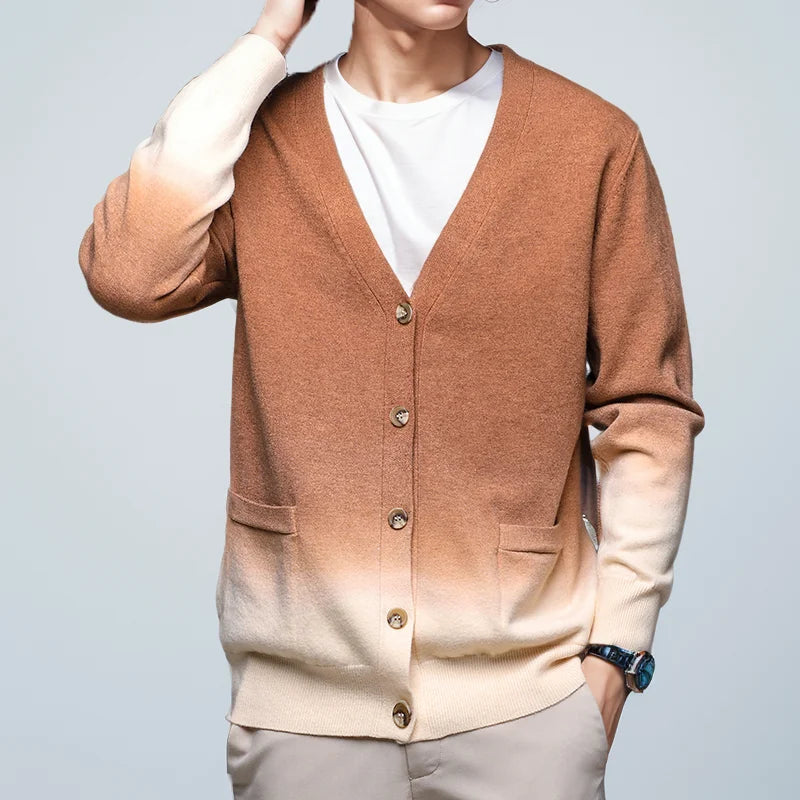 Men's Long Cardigan Ombre Viscose