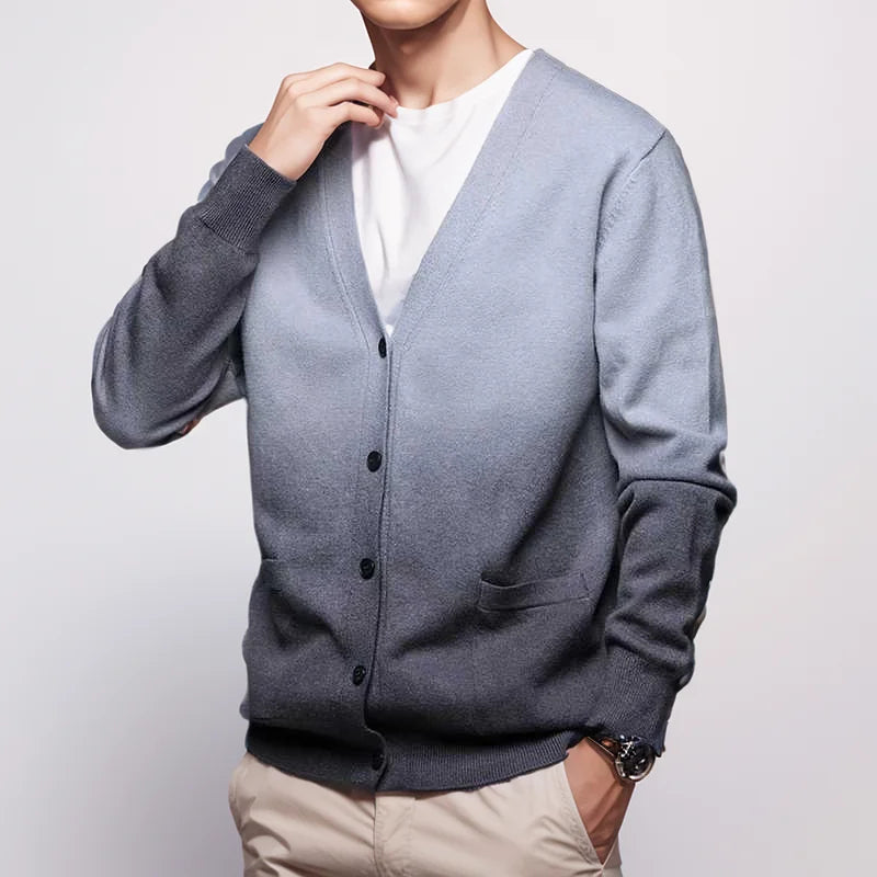 Men's Long Cardigan Ombre Viscose